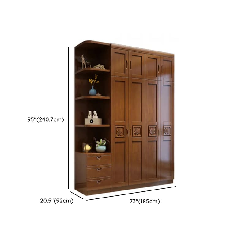 Vintage Sepia Lumber Wardrobe with Soft Close Drawer, Soft Close Door, Interior Shelves, and Hanging Rod - image 15