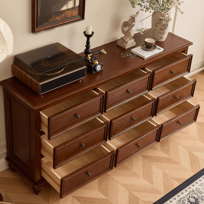 Cocoa Trendy Ash Wood Console Dresser/Semainier with 9/7/6 Drawers, Integrated Cable Management, Horizontal/Vertical - image 3