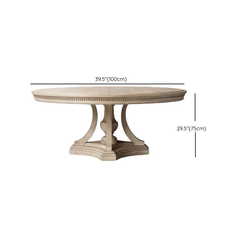Standard Table Height Circular-shaped Fixed Dining Table for 6 People/2 People/4 People with a Distressed Gray Solid Oak Top in a Retro Style - image 7