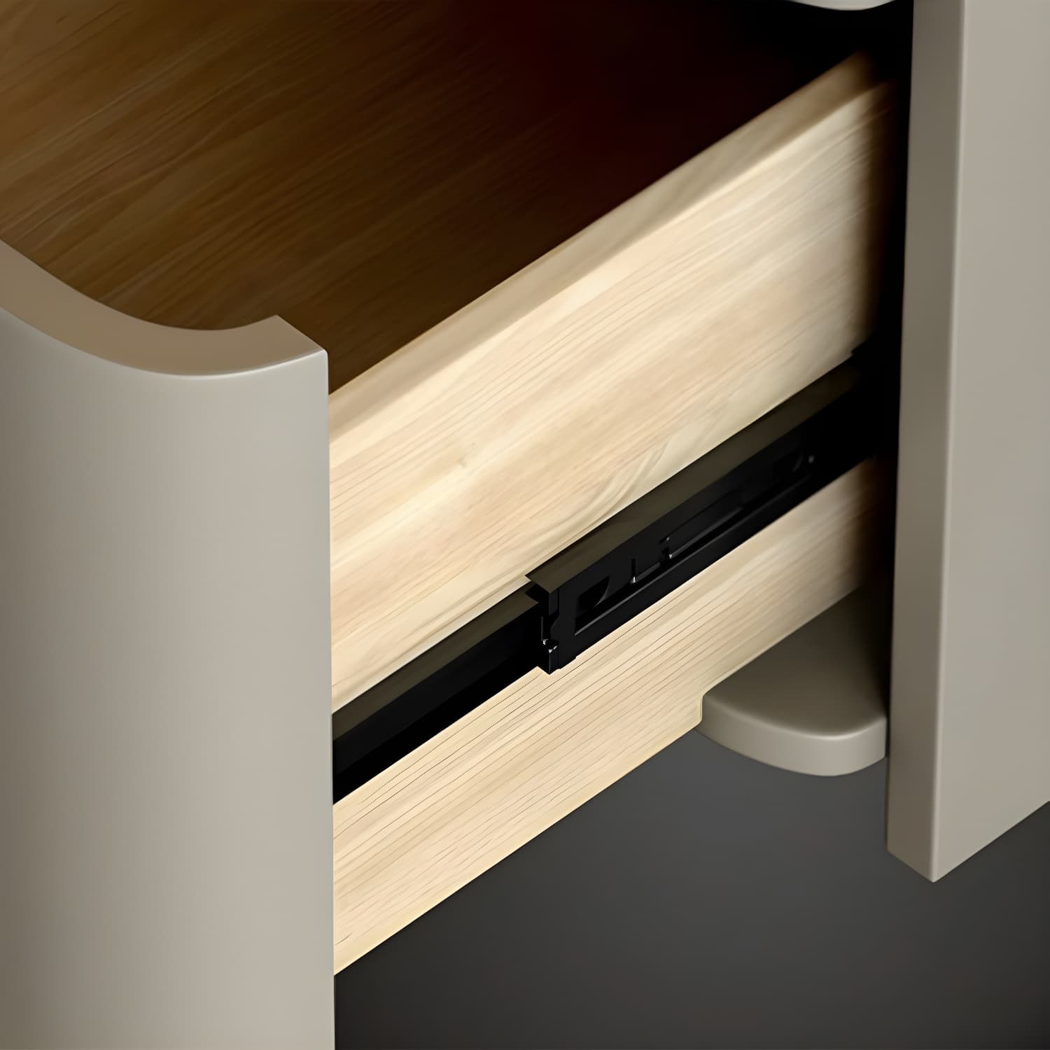 Modern Light Wood Drawer Nightstand with Faux Leather Countertop - image 17