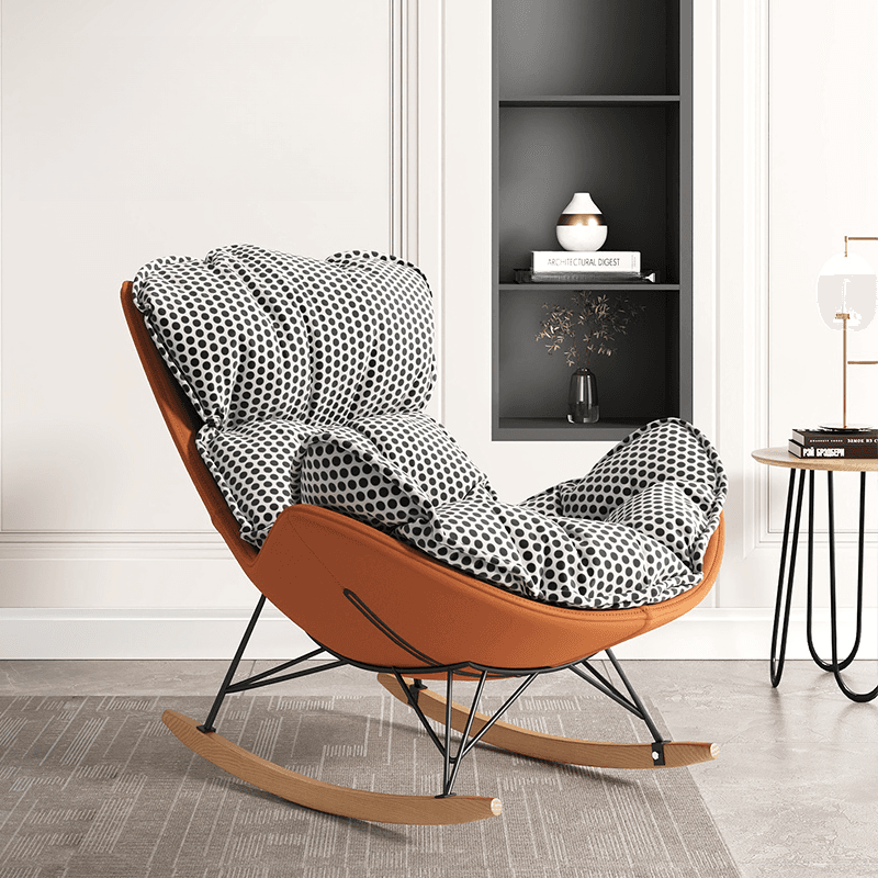 Stationary Rocking Chair with Flared Arm and Rear Support - image 5