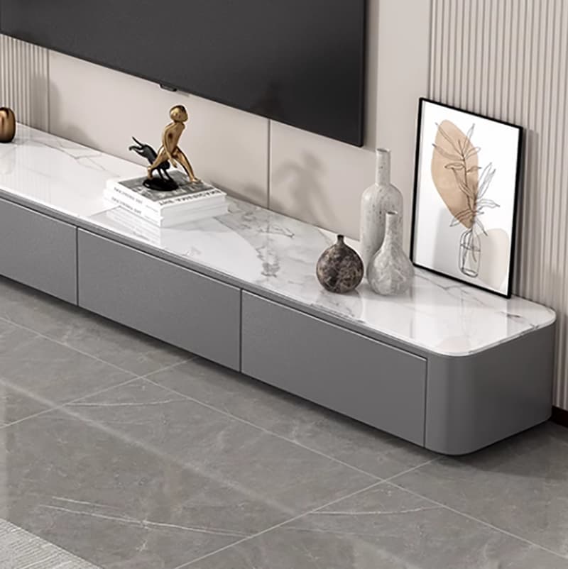Stone Low TV Stand with Soft-close Drawers and Cable Management - image 9