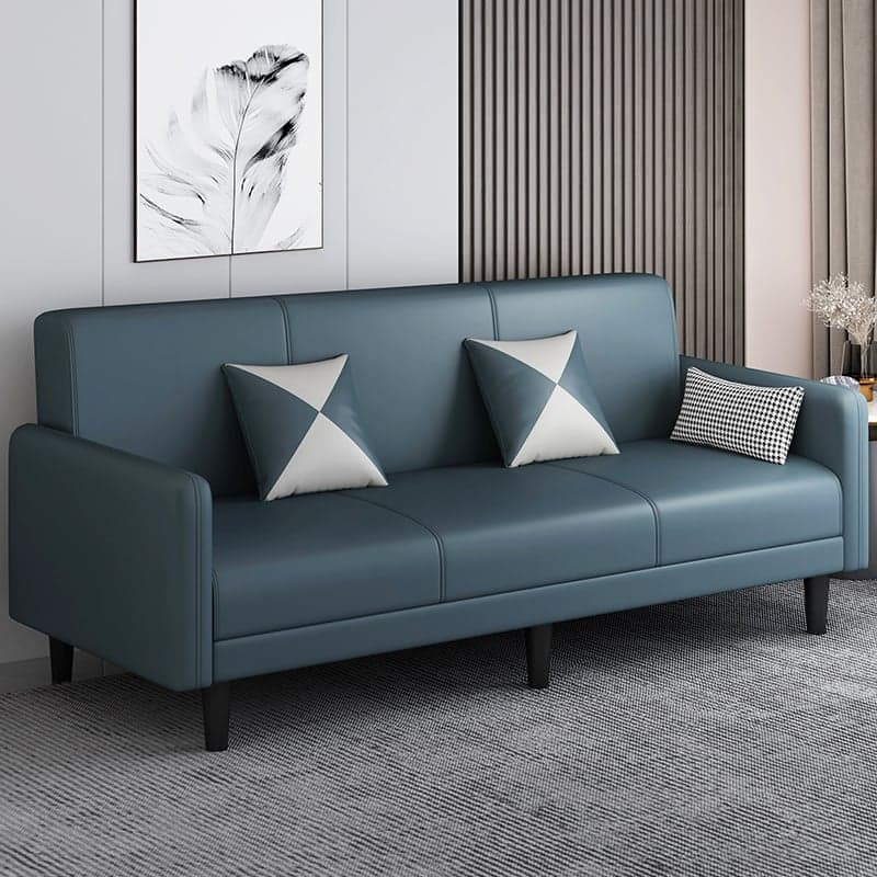 Convertible Sofa in Gray/Cerulean/Off-White with Armrest and 3 Pillows - image 6