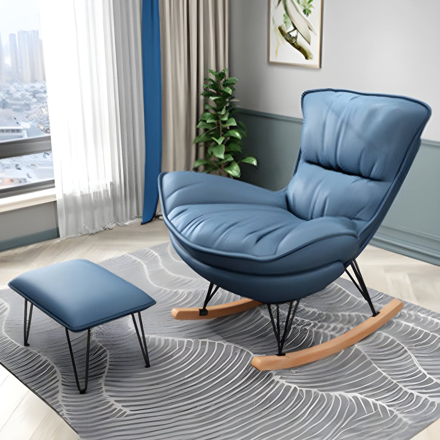 Modern Rocking Chair Metal Frame Doll Cotton Filling Cushion Wingback Rocker Chair - image 5
