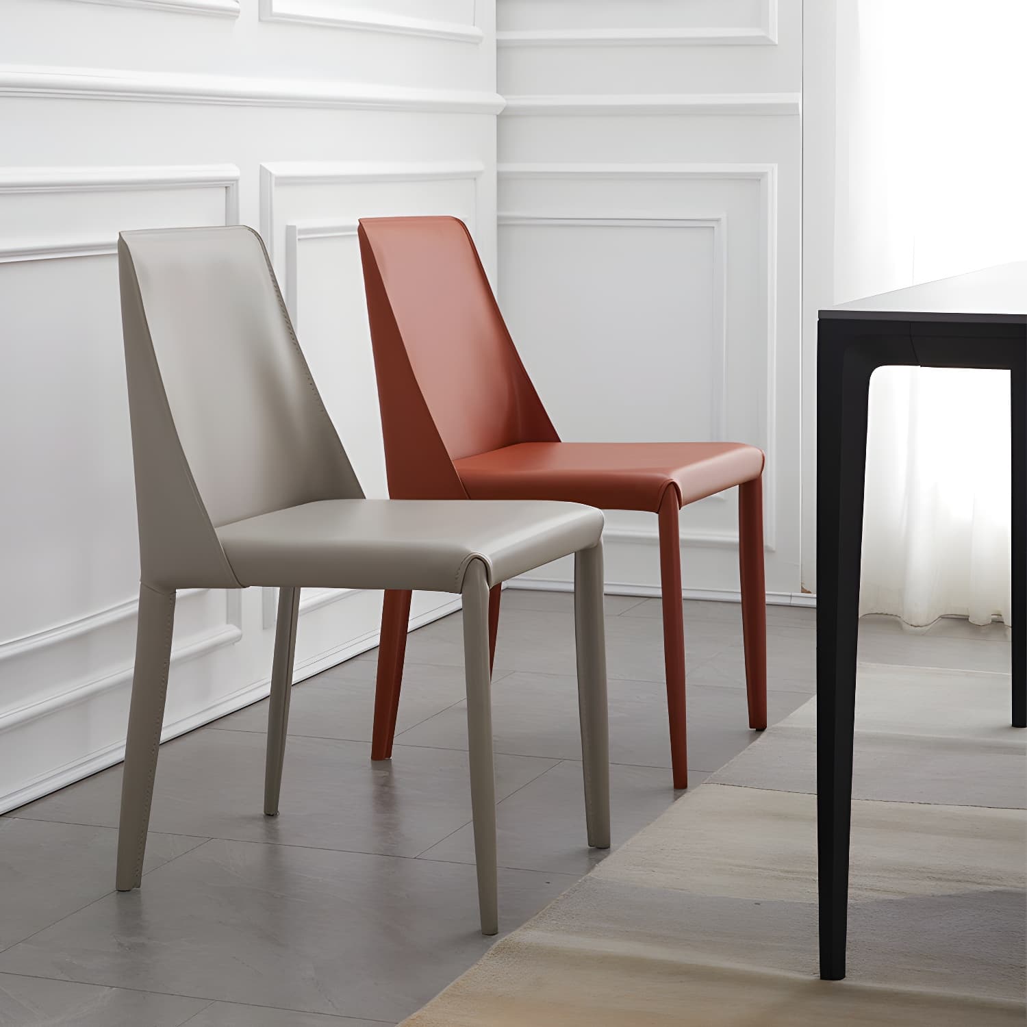 Modern Metal Dining Room Chairs Armless Leather Dining Chair for Restaurant - image 12