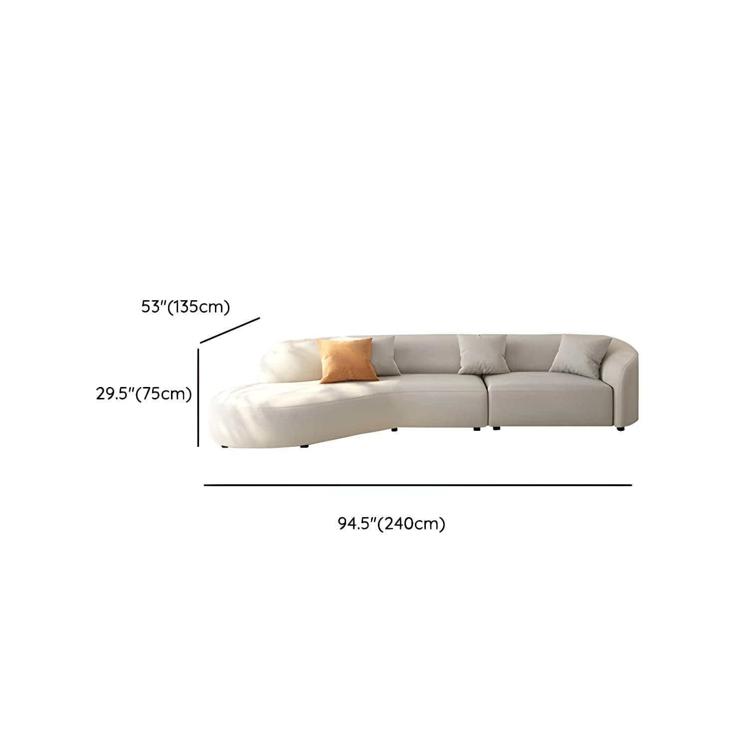 Modern Beige Sectional Sofa with Flared Arms and Cushion Back Design - image 13
