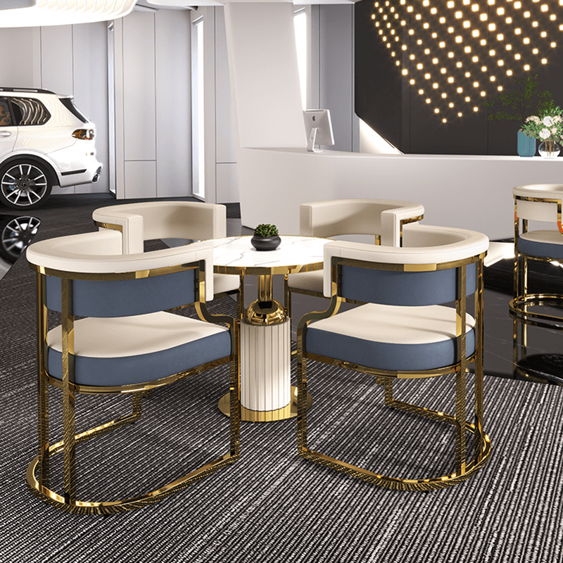 Lavish Gilded Alloy Leg Arm Chair with Cushion, Arms, and Low Back - image 14