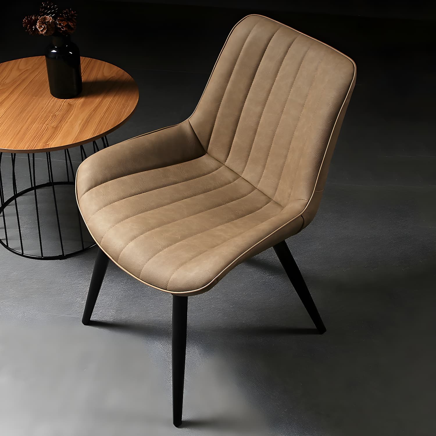 Modern Design Faux Leather Side Chair with 4 Metal Black Finish Legs Solid Back Armless Chair - image 20