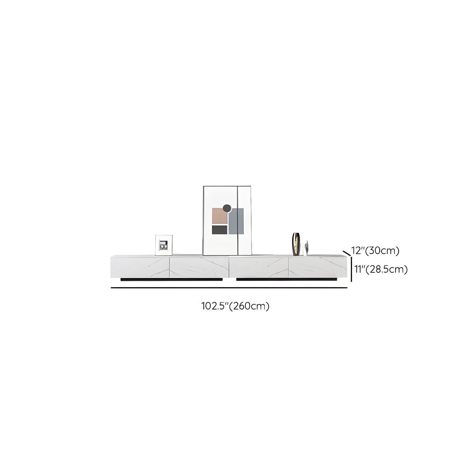 Contemporary 11.02"H TV Media Console Stand in White with Drawers - image 14