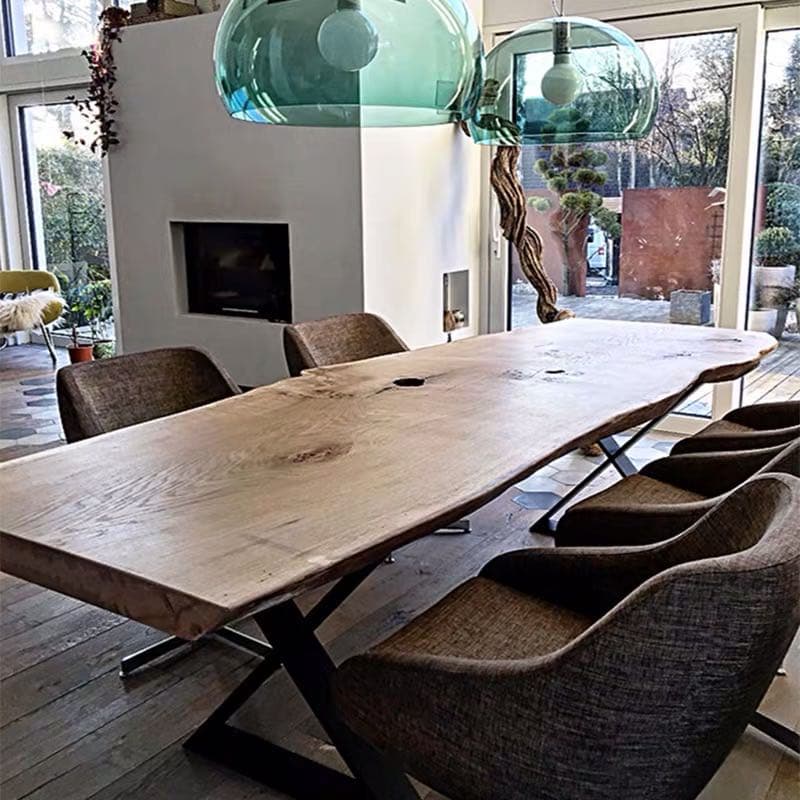 Scandinavian Rectangular Dining Table with Lumber Top in Auburn, Standard Height, Fixed Mechanism, Seats 8/6/4 - image 6