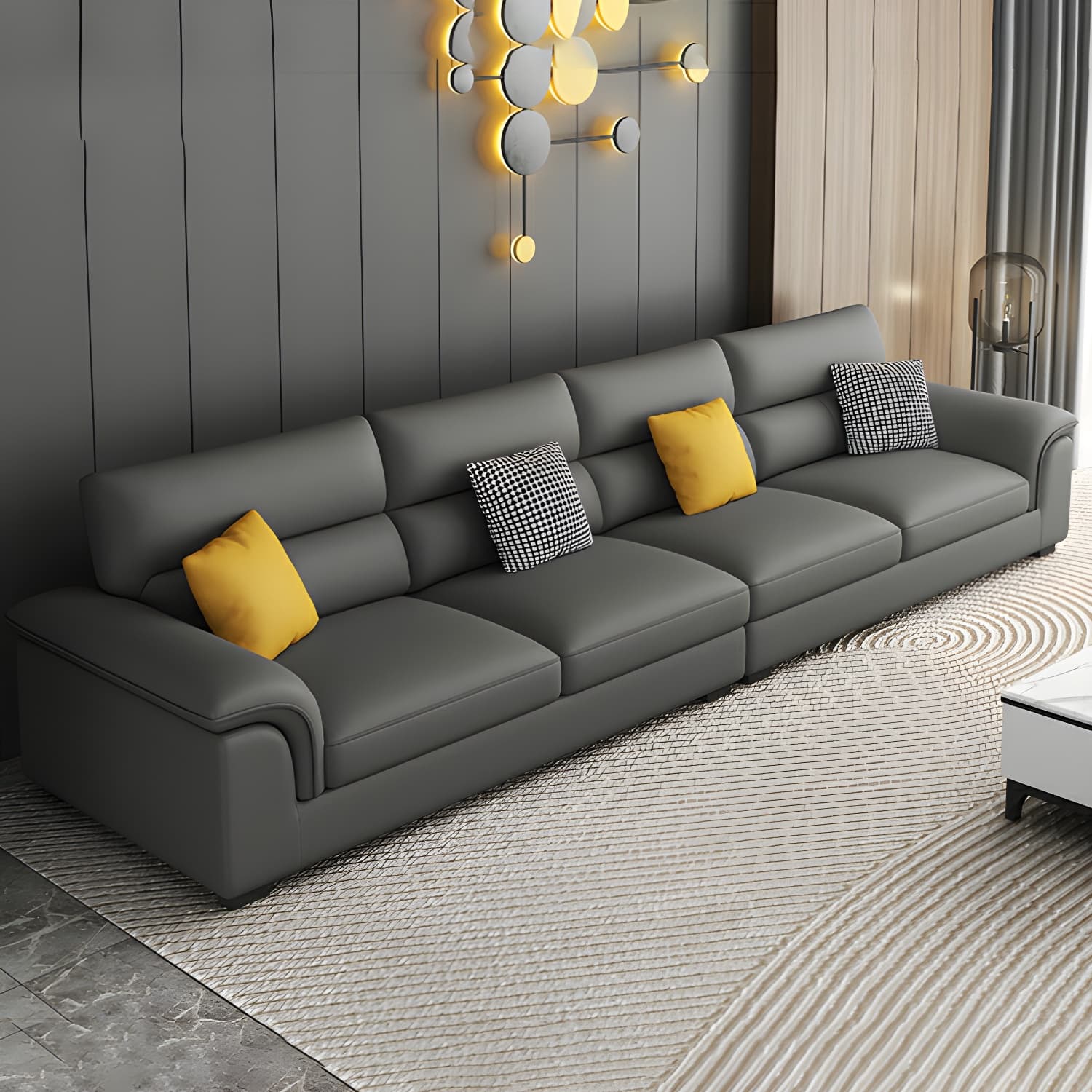 Modern Black Sectional Sofa with Pillow Top Arm and Cushion Back - image 4