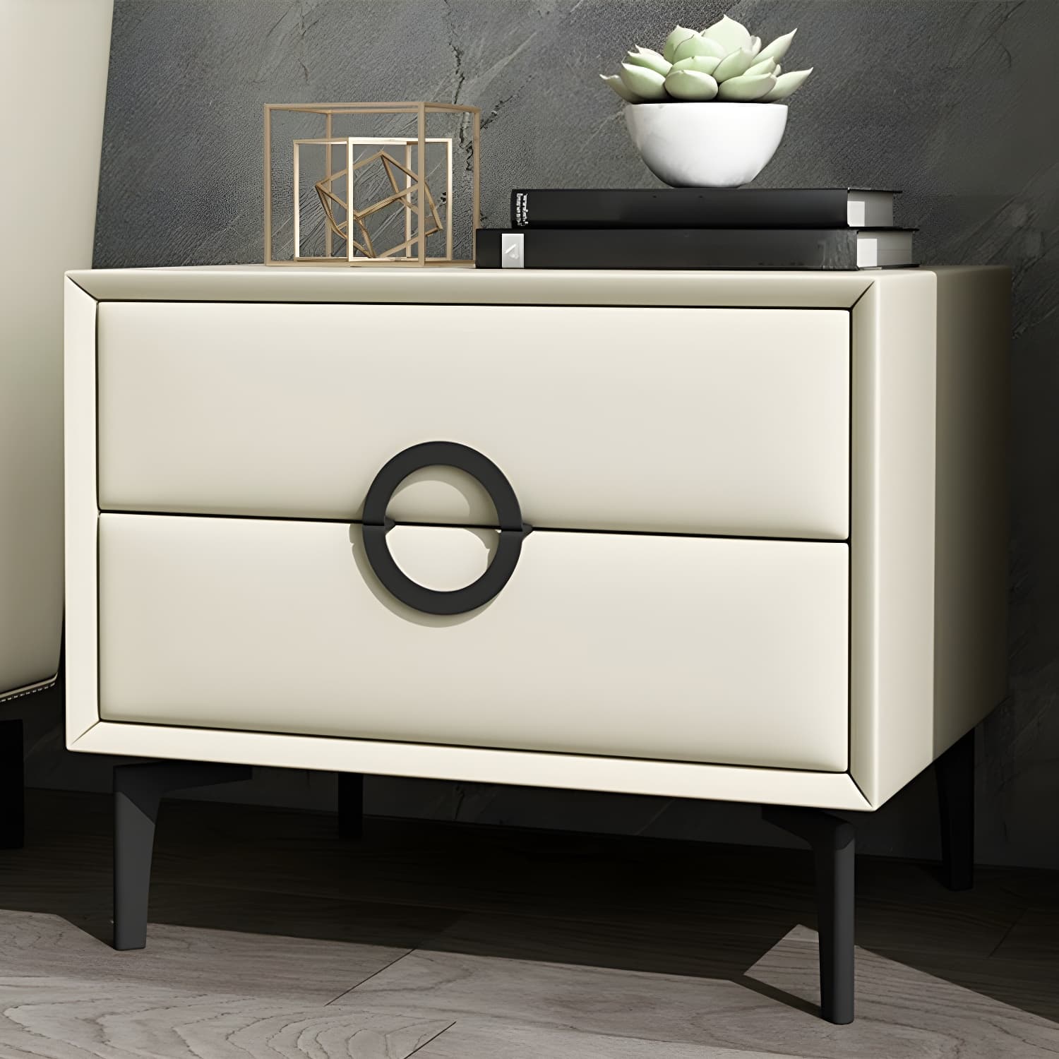 Glam Style Solid Wood Two Drawers Nightstand with Legs for Bedroom - image 20