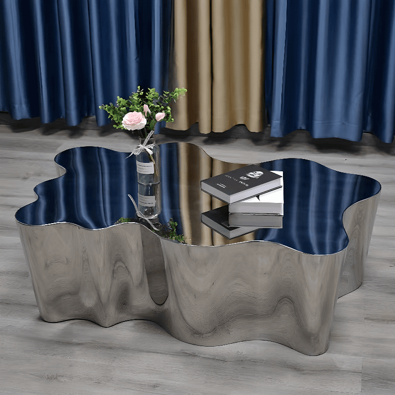 Silver Alloy Irregular/Circular-shaped Accent Table for Small Spaces - image 12