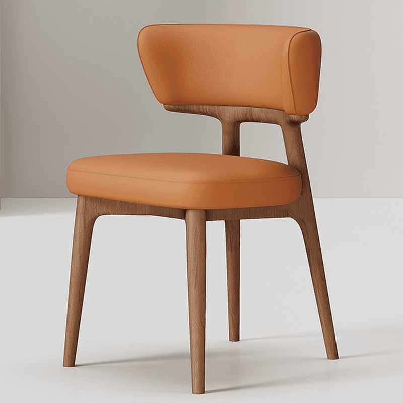Contemporary Sturdy Side Chair with Uncovered Back, Polyurethane Upholstery, and Lumber Legs Outlined Frame - image 9