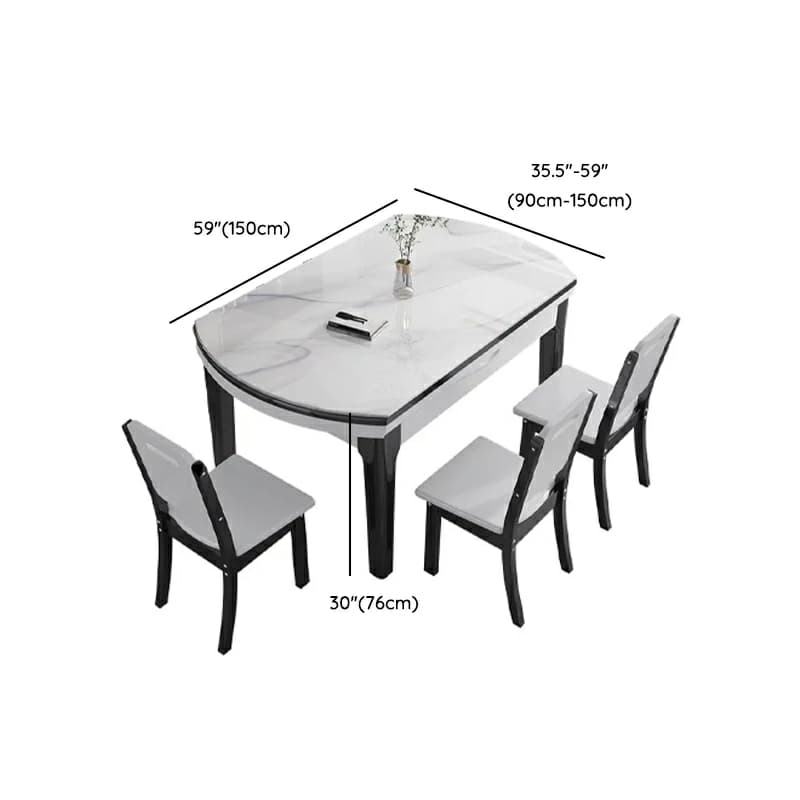 Stone Top Extendable Dining Set with Wood Legs Chairs for Home - image 13