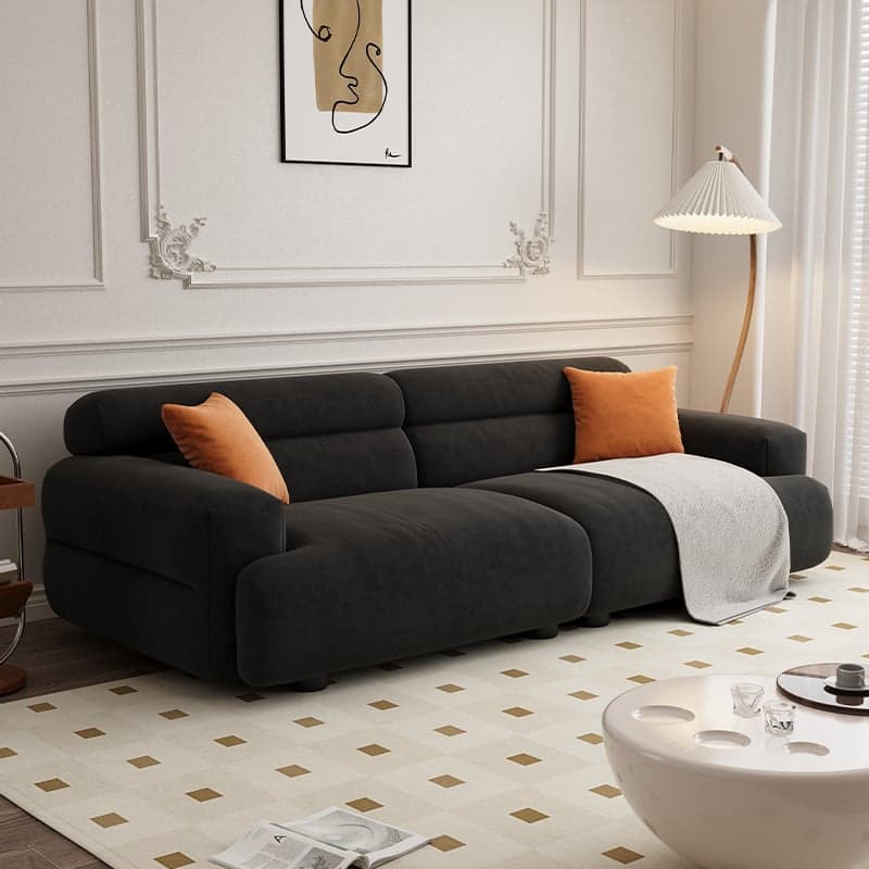 Contemporary Solid Color Tear Resistant Standard Sofa in Gray/Light Brown/Citrus Color for 4/5/3 with 2 Pillows