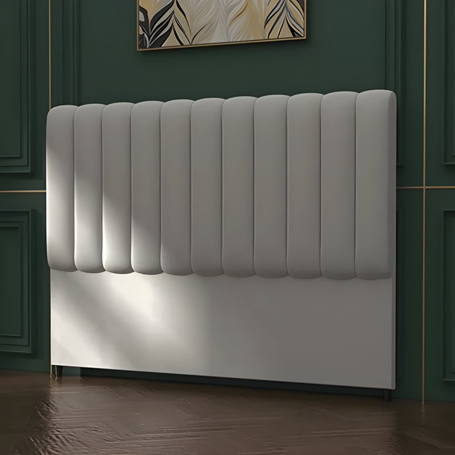 Velvet Upholstered Modern Headboard with Wood Legs in Rectangular Shape and Standard Height - image 5