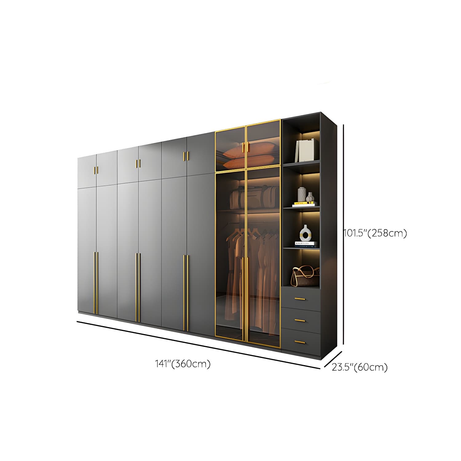 Modern Glass Wardrobe Wardrobe Armoire Wardrobe Cabinet for Home - image 38