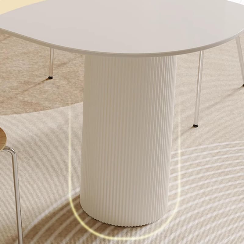 White Stone Surface 75cm Modern Kitchen & Dining Table with Metal Legs - image 6