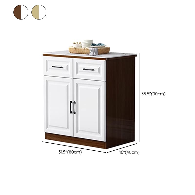 Natural Finish/Light Wood/Ashen Wood Floor Sideboard with Countertop and Kitchen Appliance Storage - image 14