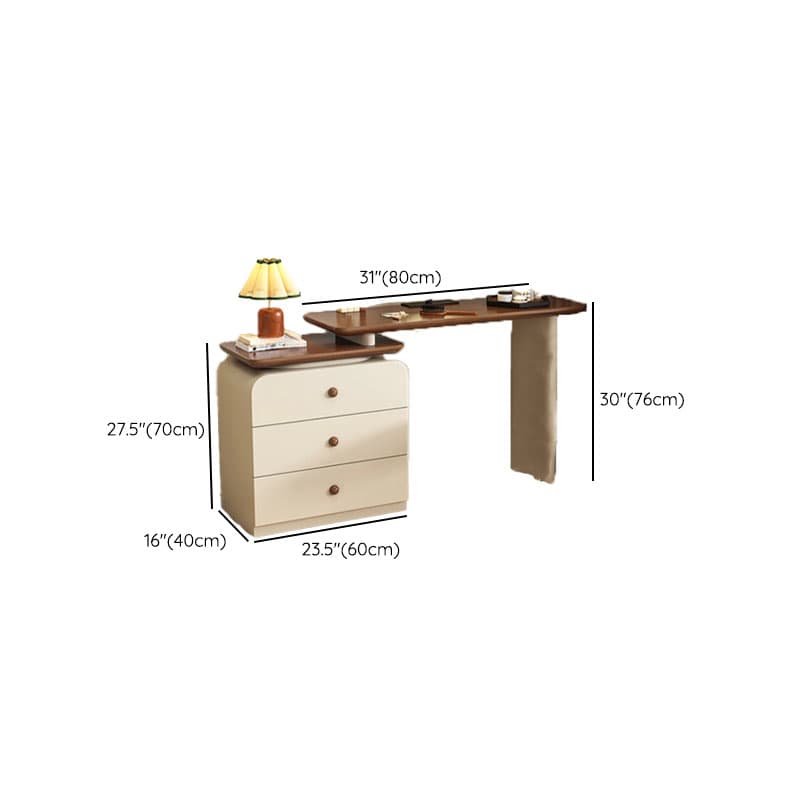 Cream Modish Large Vanity Set with Reclaimed Wood Table Top, 3/6 Drawers, and Light Up Mirror - image 8
