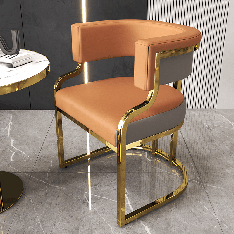 Lavish Gilded Alloy Leg Arm Chair with Cushion, Arms, and Low Back - image 11
