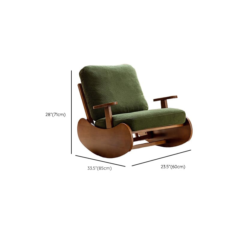 Black/Jade Green/Ivory Art Deco Upholstered Rocking Armchair with Recessed Arm - image 16
