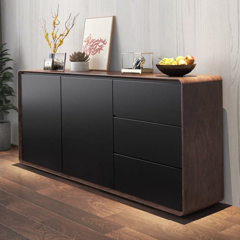 Simplistic 3 Drawers Freestanding Floor Sideboard/Server in Wood with 3 Shelves and Cabinet - image 6