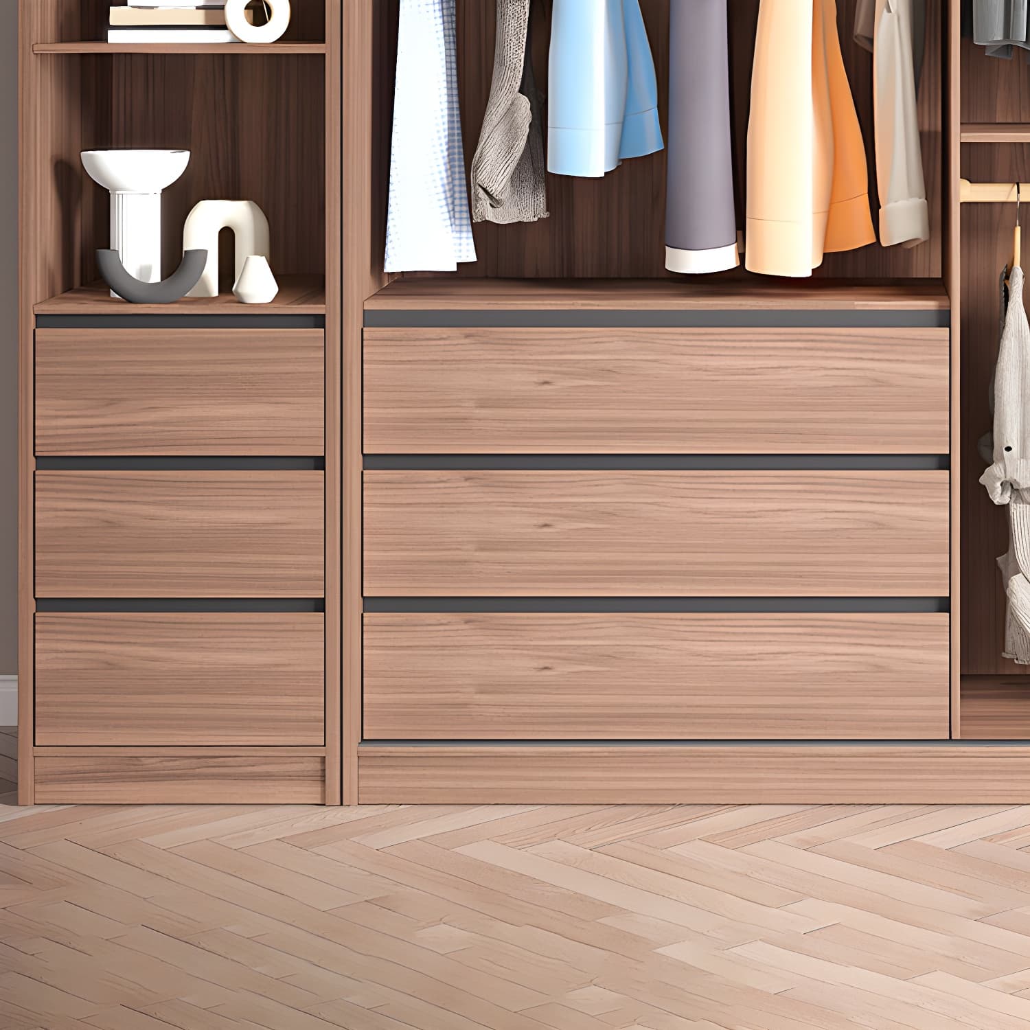Contemporary Sliding Door Storage Cabinet Bedroom Cabinet with Drawers - image 7
