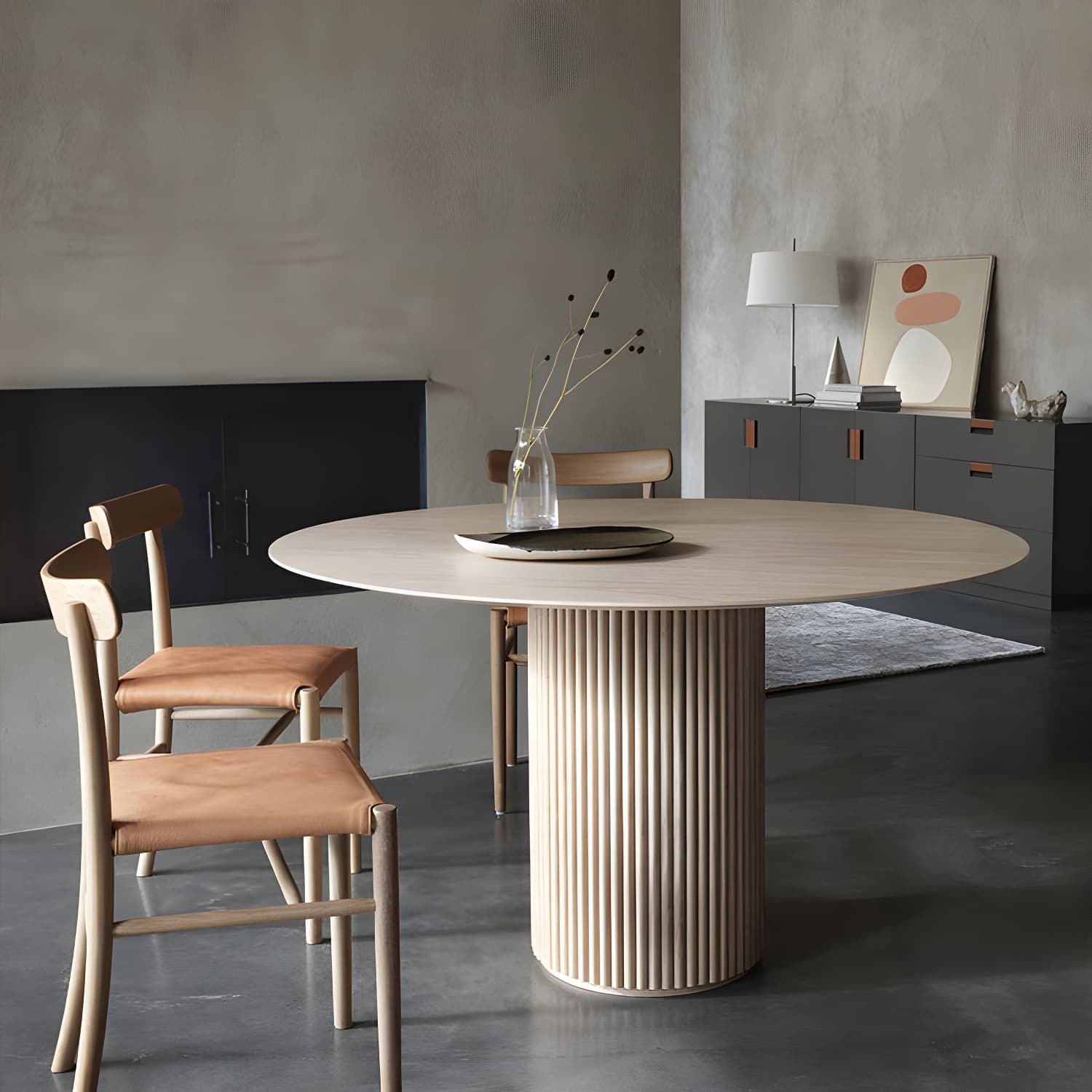 Modern Round Wood Dining Table Home Kitchen Dinner Pedestal Dining Table - image 13