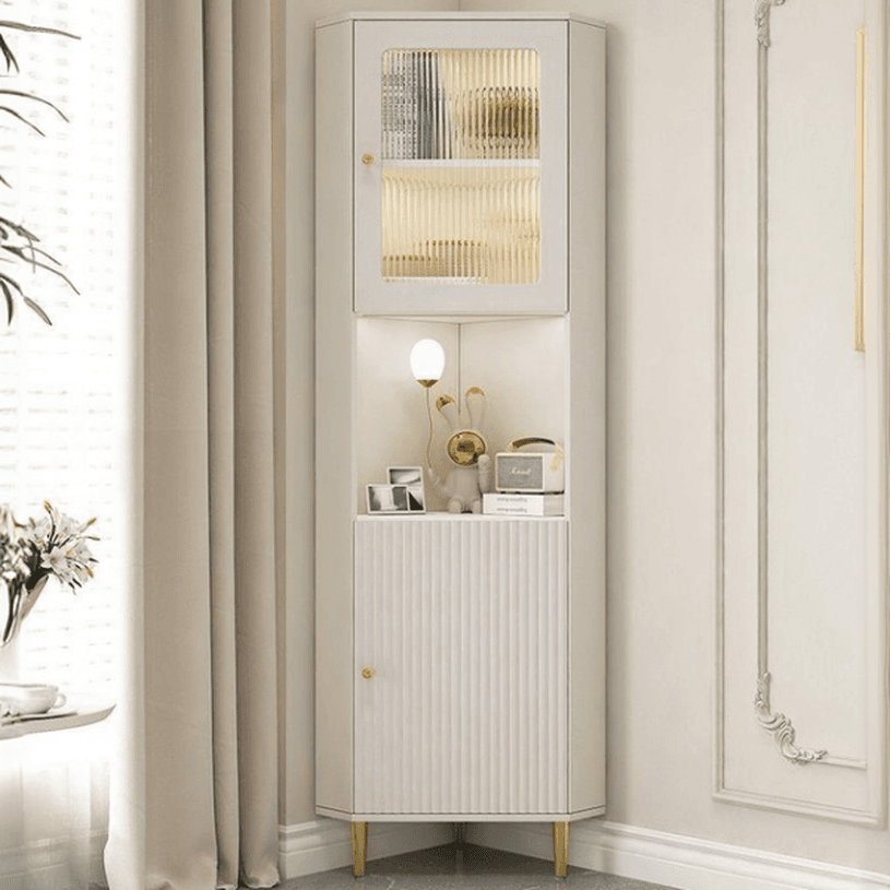 Grey/Beige Engineered Wood Utility Cabinet with Illuminating in a Modern Style - image 6