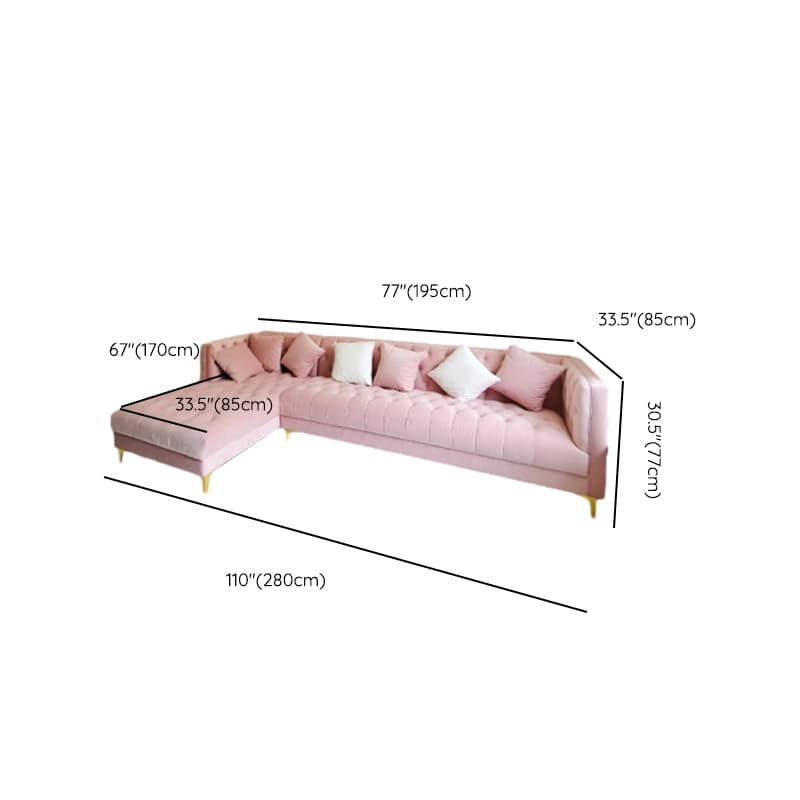 Button-tufted Straight/L-Shape Horizontal/Left Hand Facing Sofa Chaise/Sofa Couch in Rose with Tufted Back - image 14