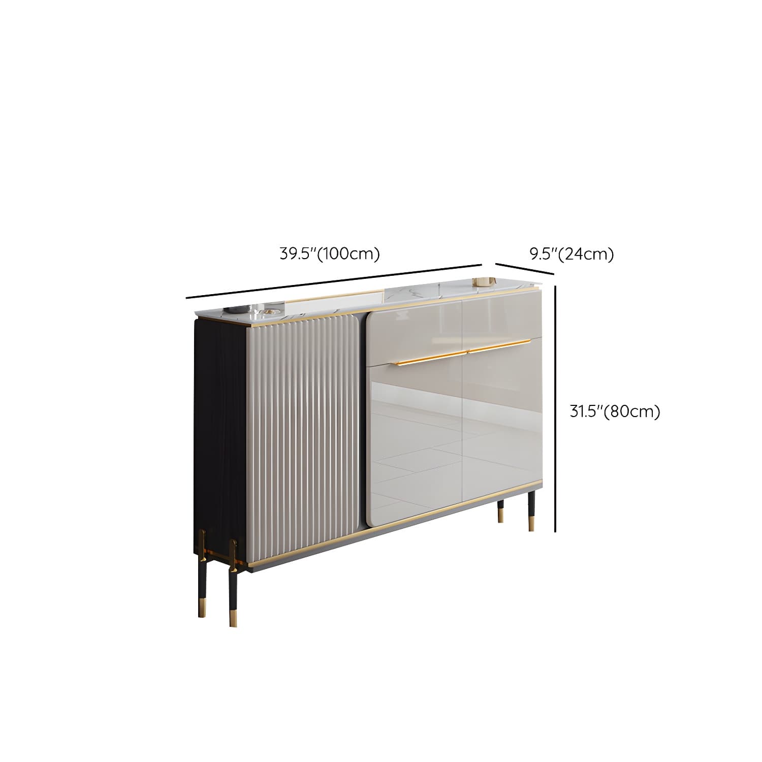 Stone Buffet Sideboard Glam Adjustable Shelves Buffet Credenza with Drawers and Cabinets - image 20