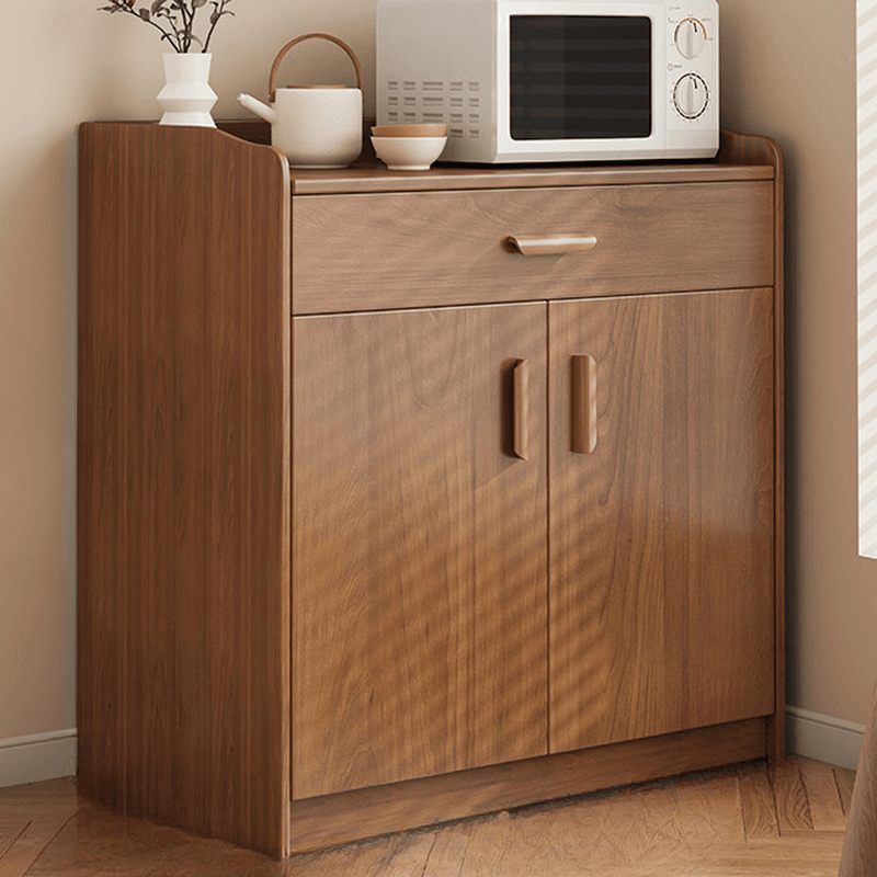 Modish Sideboard/Microwave Shelf Cabinet with Multiple Drawers, Narrow Size, 1 to 3 Shelves, Larder Storage, Timber Countertop, and Various Doors - image 4