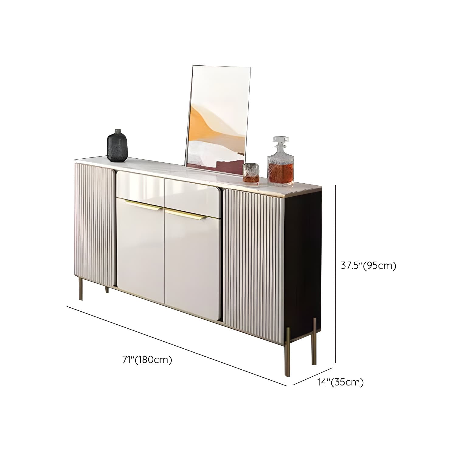 Modernism Sideboard 2 Drawers Server Cabinet with Storage for Dining Room - image 15
