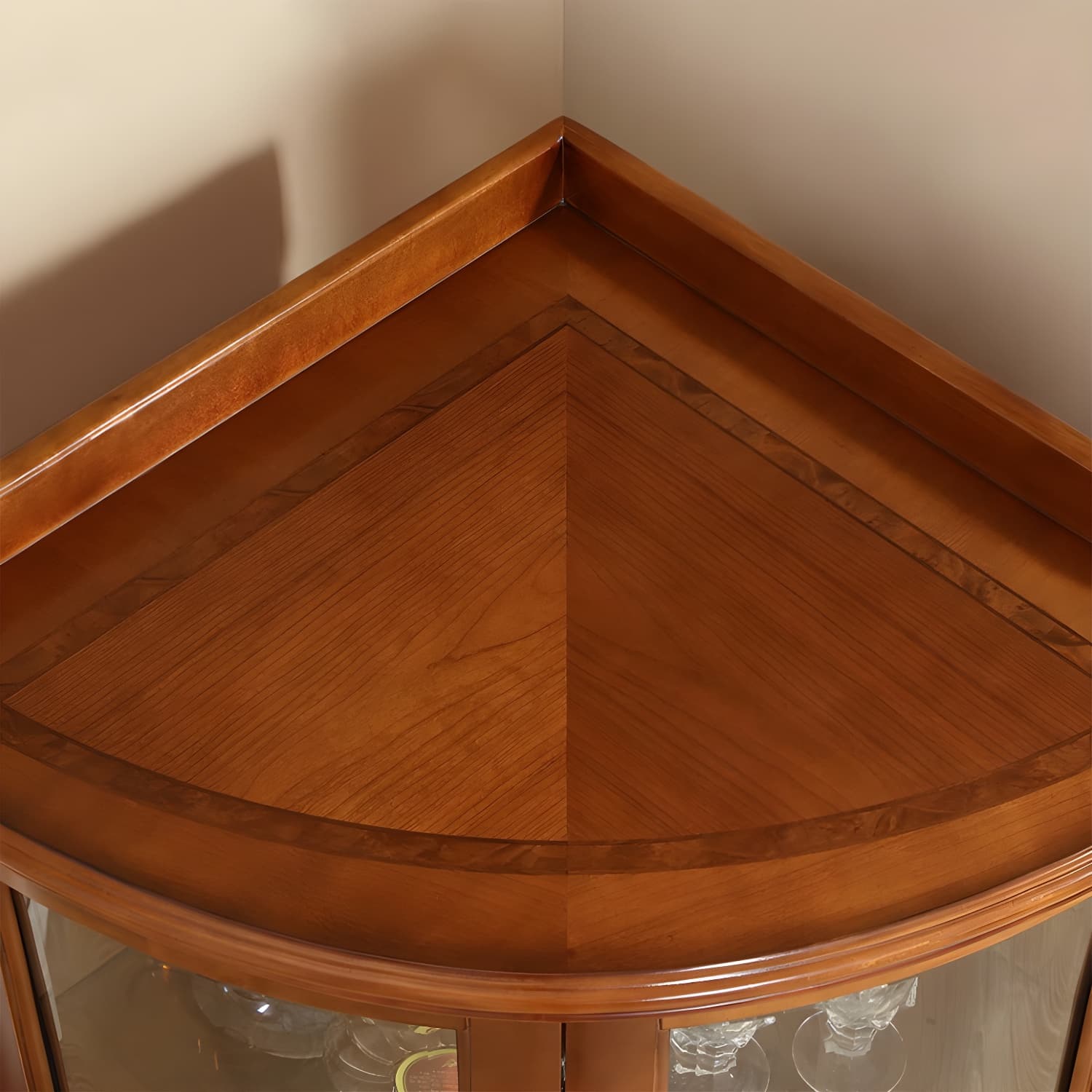 Corner Mid-Century Modern Accent Cabinet with Wood Counter Top and 3 Shelves - image 10