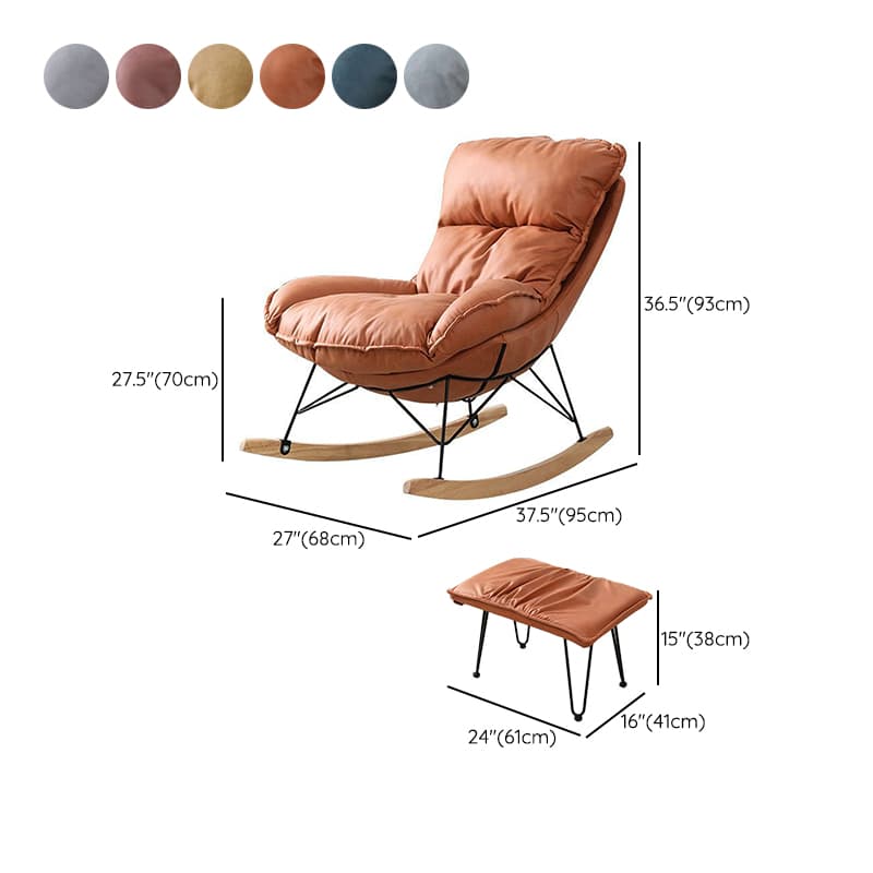 Stationary Rocker for Nursery Natural Wood Finish with Ottoman and Rear - image 24