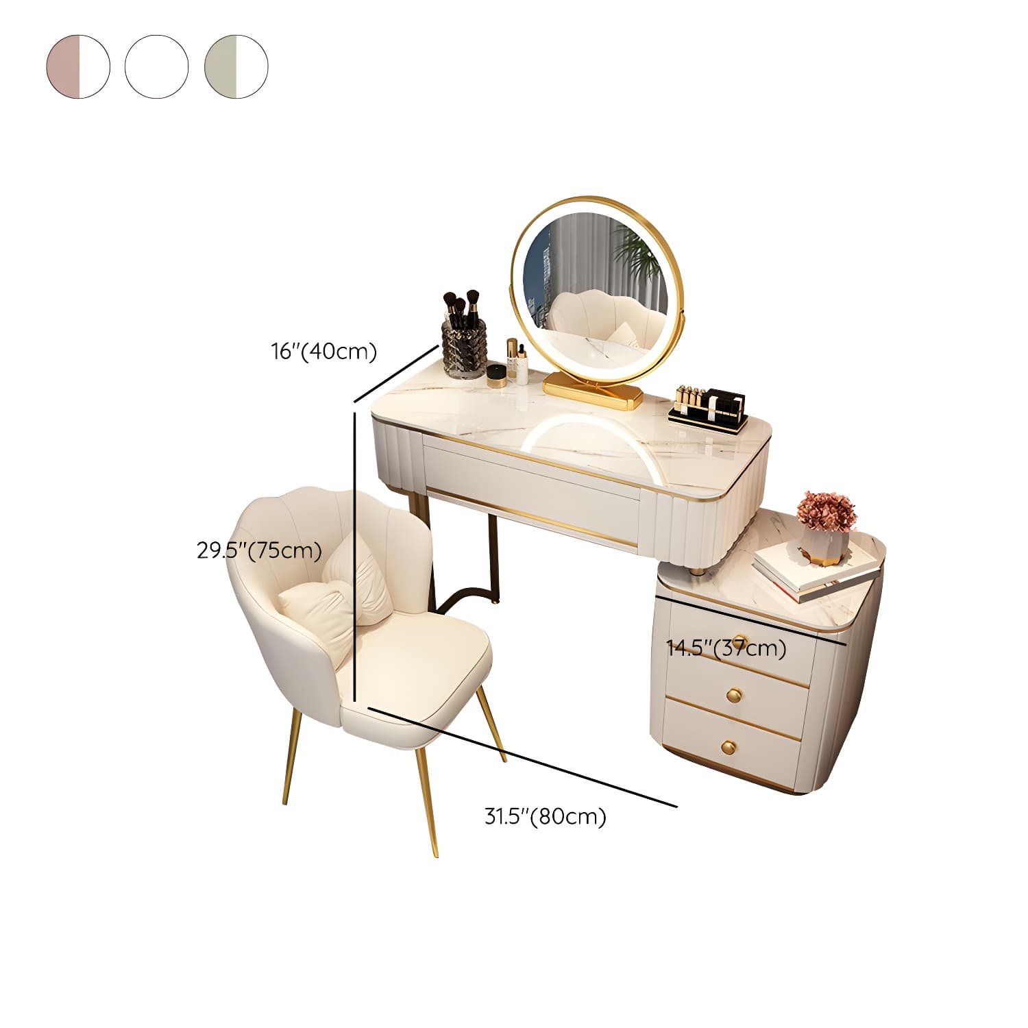 Contemporary Make-up Vanity with White Wooden Top for Bedroom - image 21