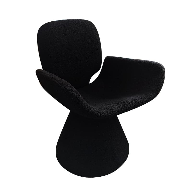 Simple Rotating Arm Chair with Uncovered Back, Padded Upholstery, Armrest, and Midnight Black/Cocoa/Chalk Lumber Legs - image 5
