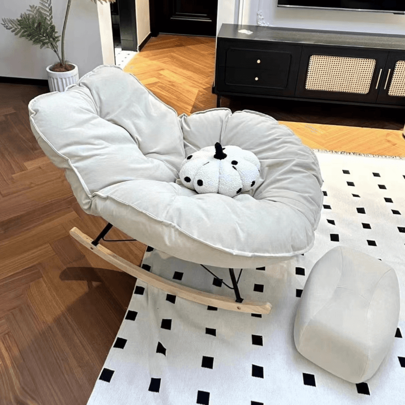 Chalk Simple 2 Piece Set Rocking Chair with Ottoman, Scratch-tolerant and Padded Upholstery - image 10