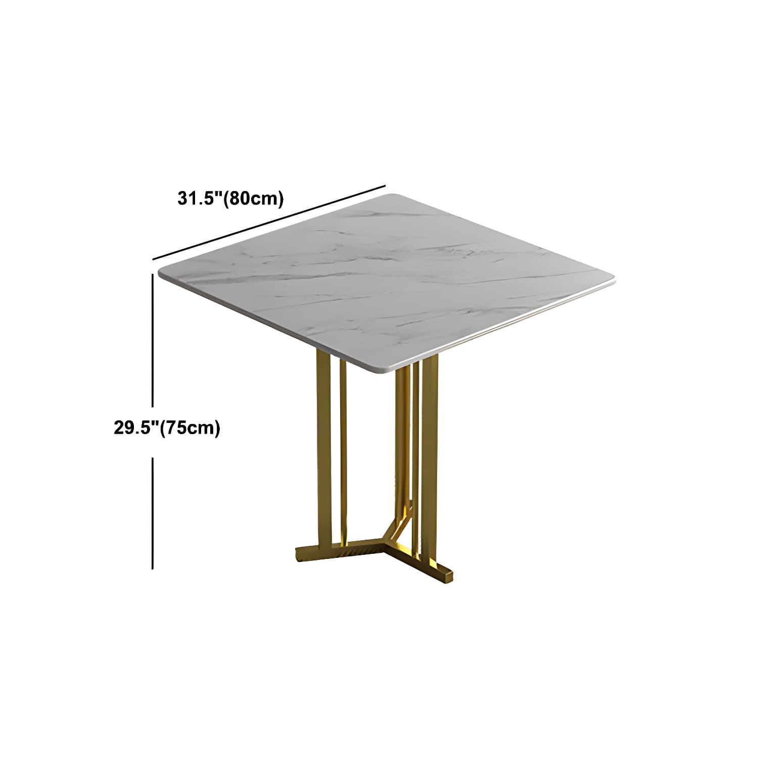 Stone Top Dining Table Contemporary Dining Table with Gold Pedestal Base - image 16