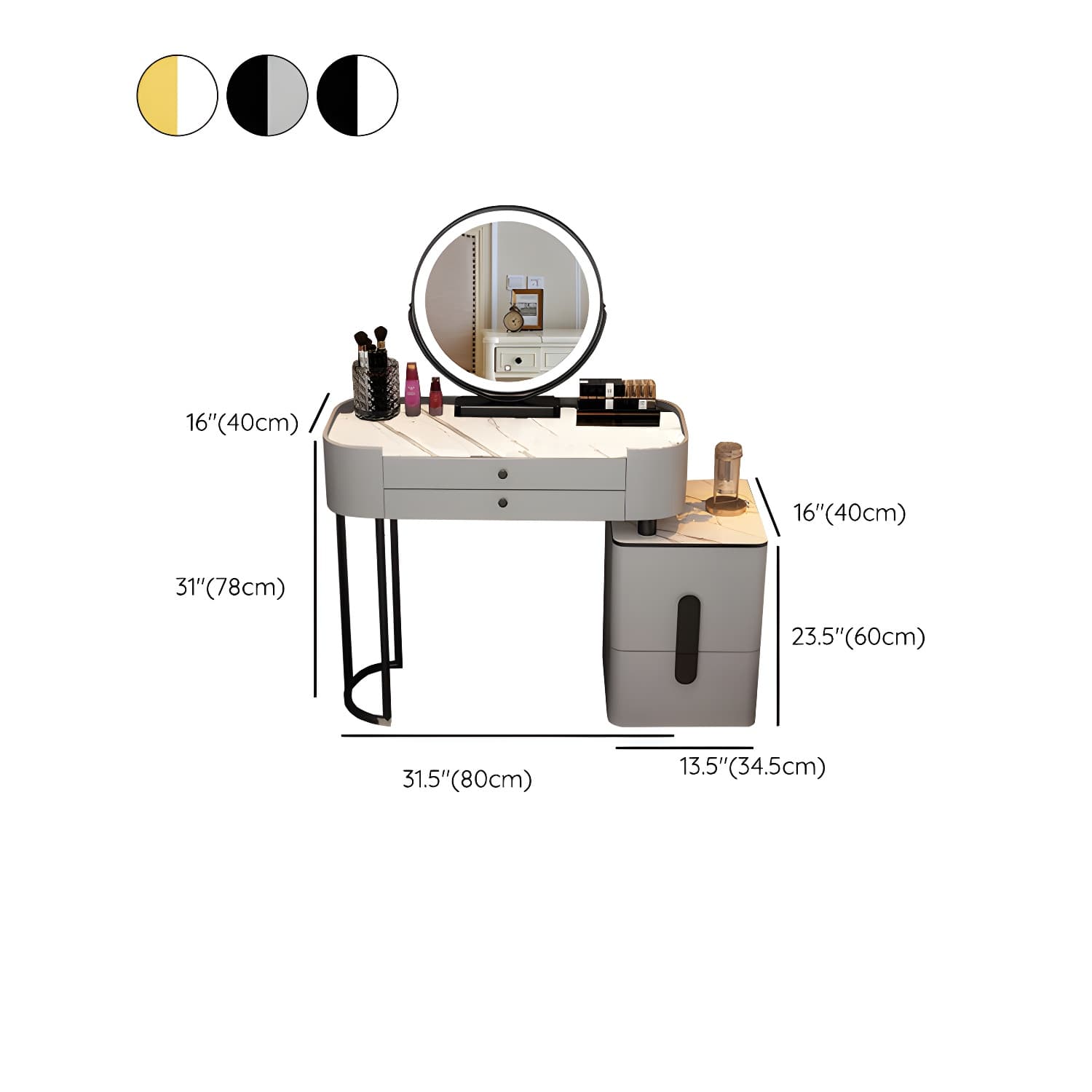 Contemporary Wood Make-up Vanity 15.75" Wide Make-up Vanity with Drawers - image 23