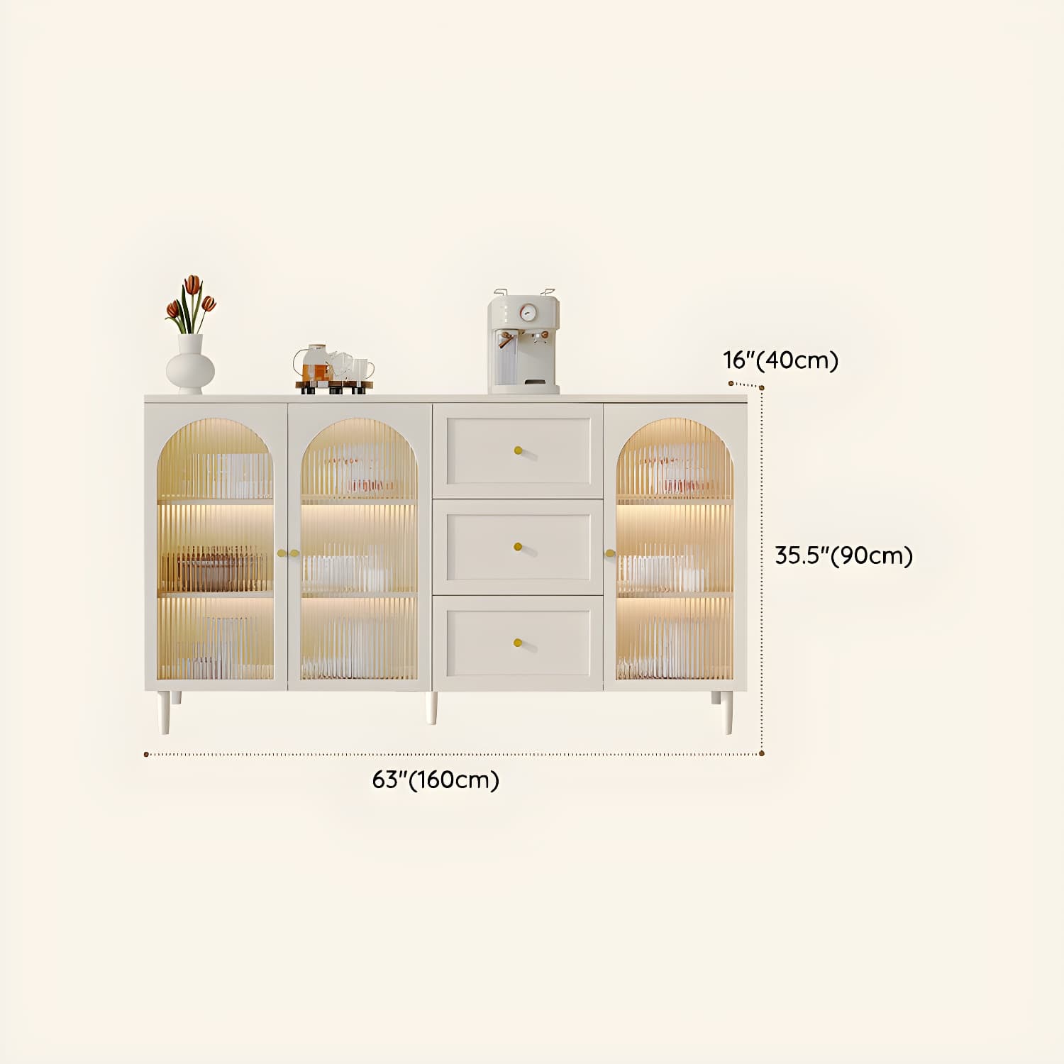 White Modern Sideboard Credenza with Cabinets and Reserve Installation Holes, Full Assembly Required - image 18