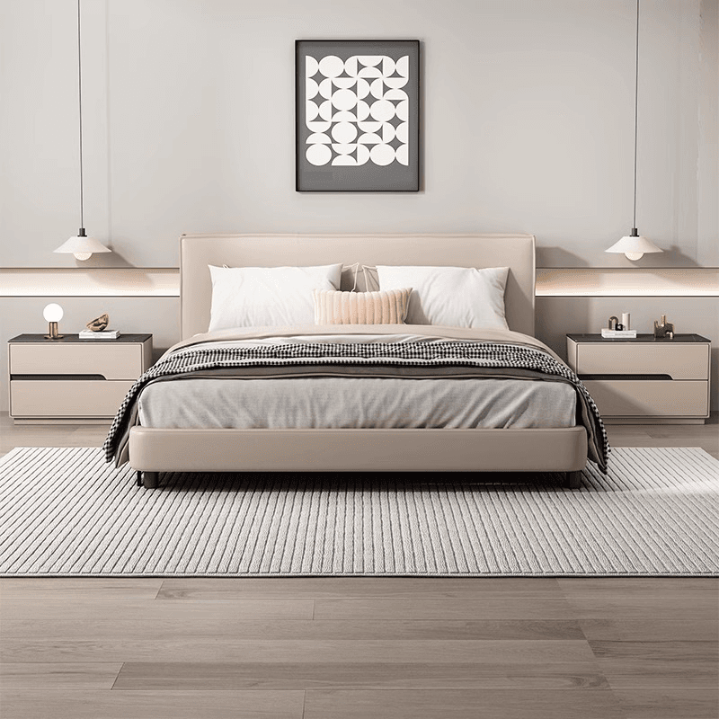 Minimalist Bedside Cabinet Nightstand with 2 Drawers and Stone Countertop - image 6