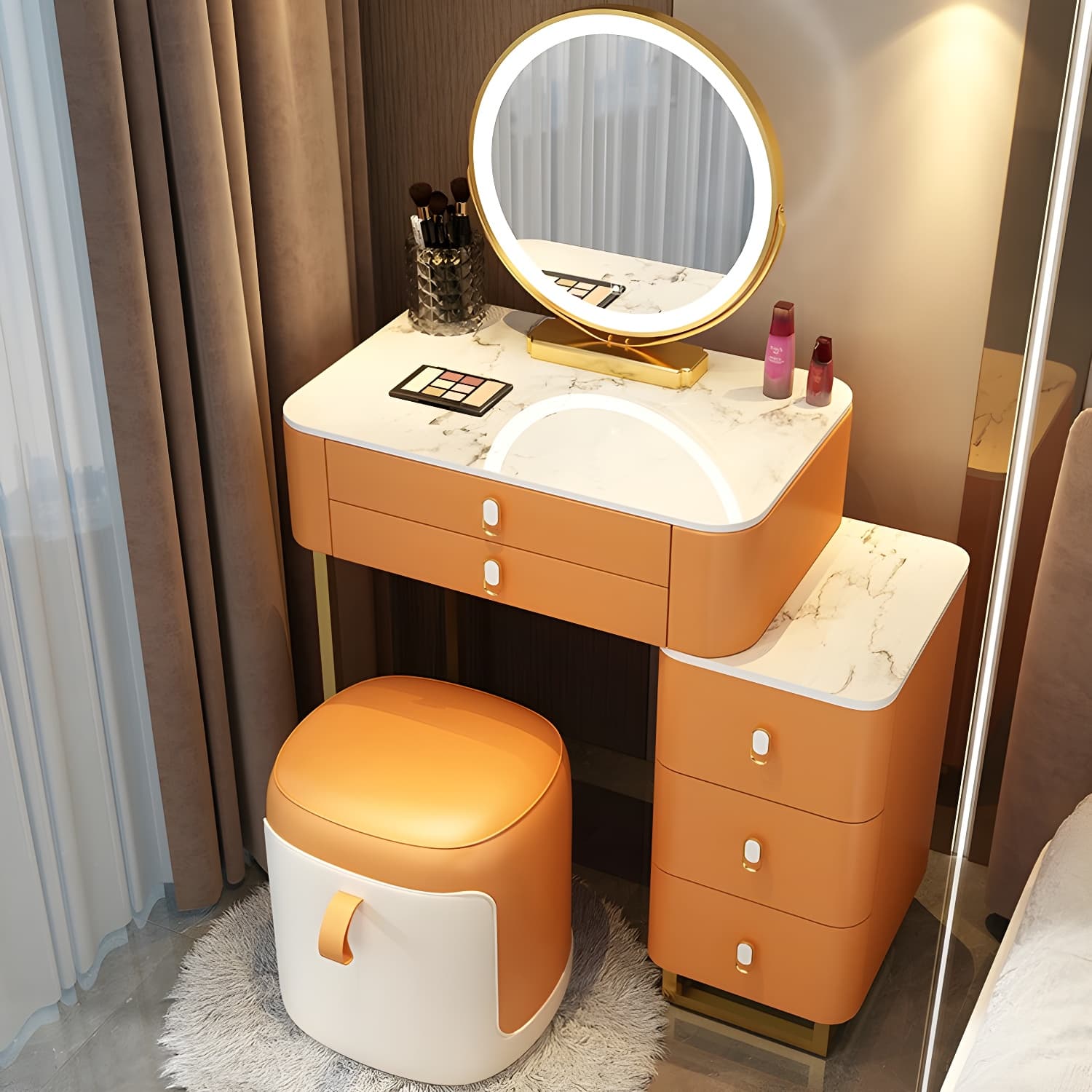 Contemporary Make-up Vanity with 5 Storage Drawers for Bedroom - image 8