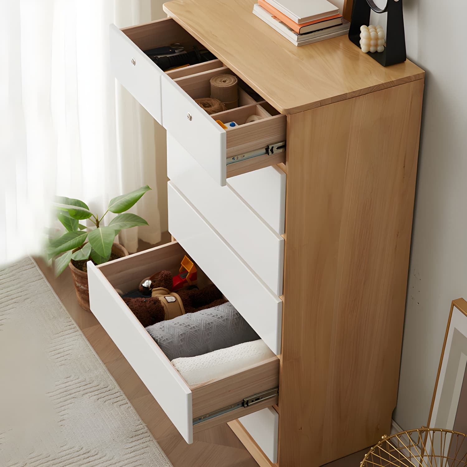 Elegant Medium Wood Scandinavian Dresser with Self-Close Drawers - image 11