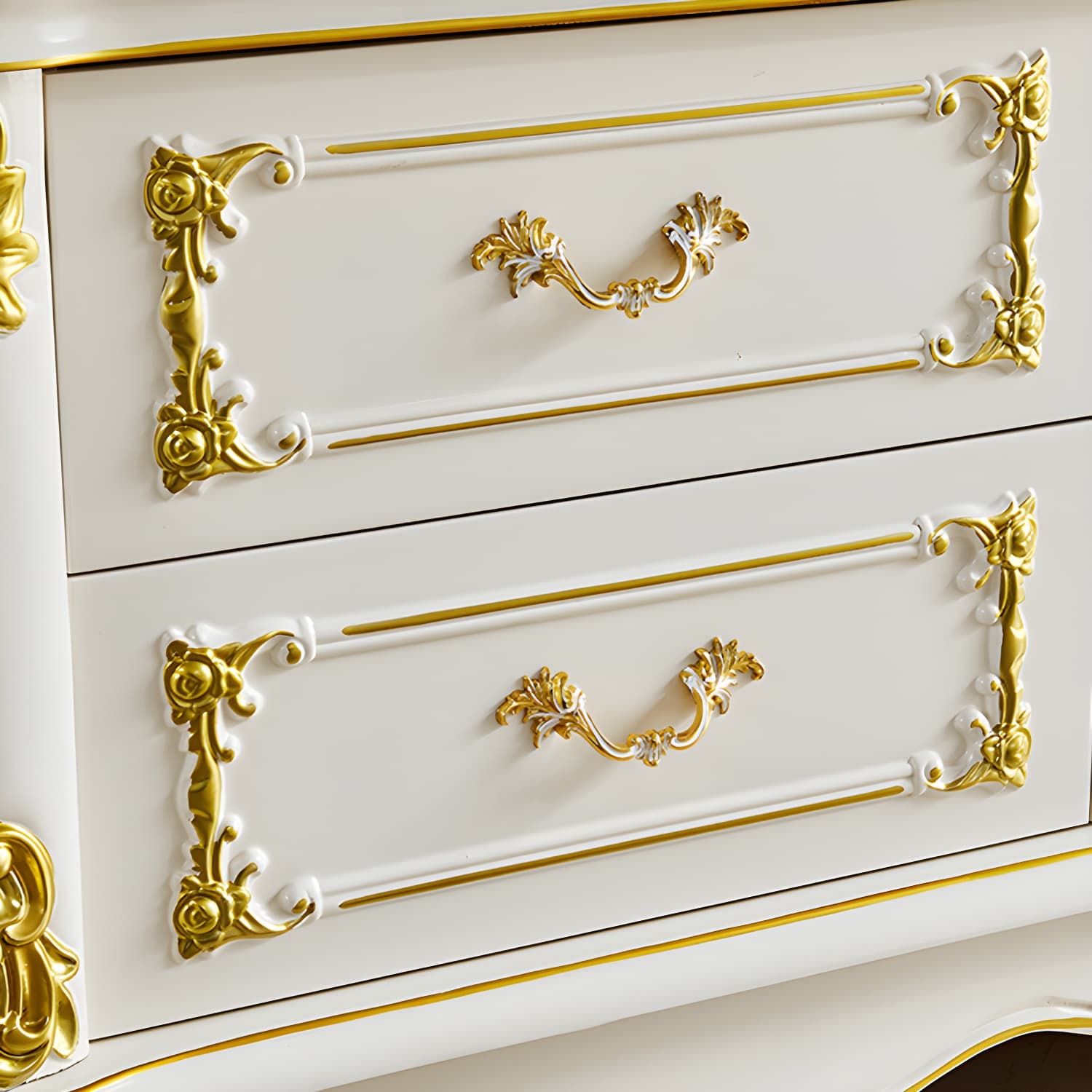 4 Drawers Contemporary Media Console Wood White TV Stand Console - image 6