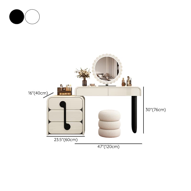 Large/Standard Vanity Set in White with 5 Drawers, Mirror Lights, Seat, Lighting, and Scalable Design - image 14