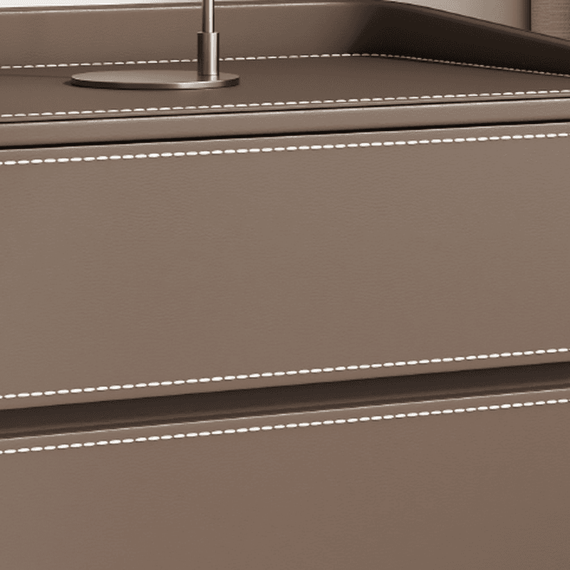 Contemporary 3 Tiers Genuine Leather Drawer Storage Bedside Table - image 17