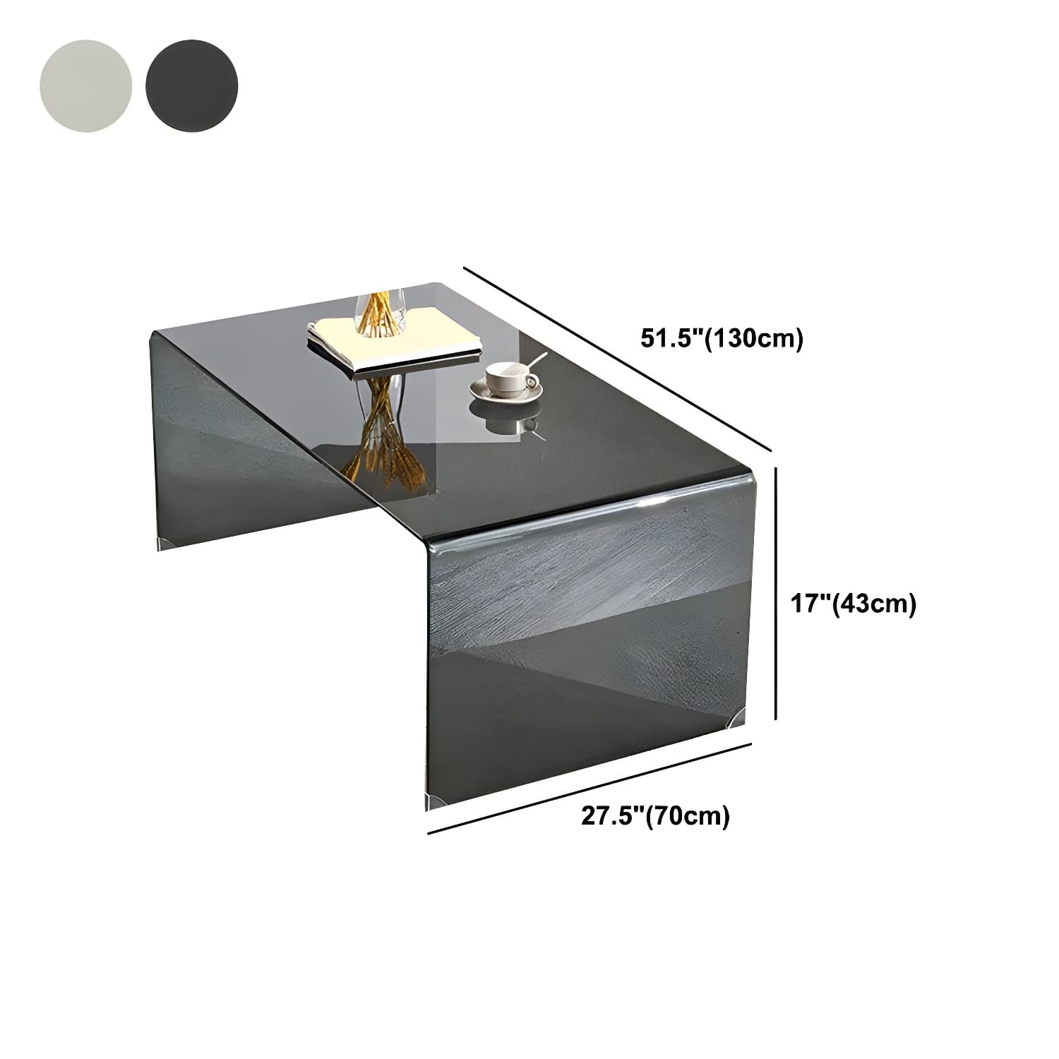 Contemporary Glass Sled Coffee Table Rectangle Cocktail Table - image 17